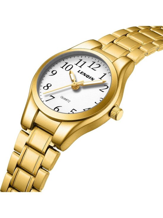 Ln Lenqin Women\'s Gold White Stainless Steel Band Waterproof Quartz Wrist Watch main image 5